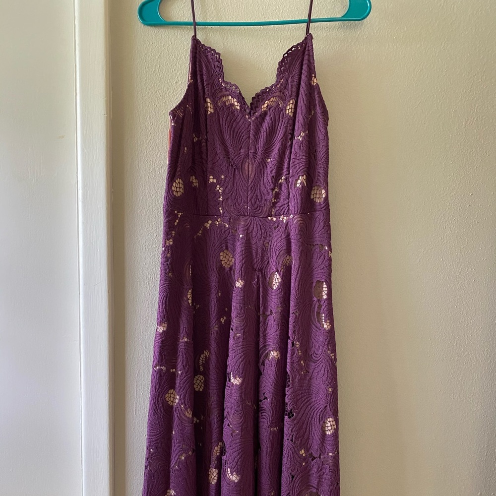 Anthropologie Purple Lace Midi Dress